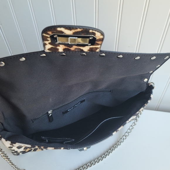 White House Black Market Leopard Cheetah Calf Hair Leather Shoulder Clutch Bag - Picture 7 of 12